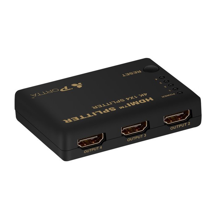 Portta 4PET0104 HDMI Splitter 4 Port 1x4 v1.4 with 340MHz and 4k x 2k support Full 3D Uncompressed Compressed...