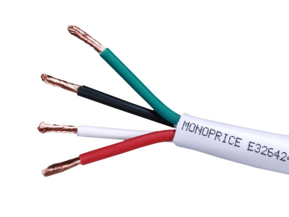 Monoprice 100-Feet 18AWG CL2 Rated 4-Conductor High-Purity Oxygen-Free Copper Speaker Wire