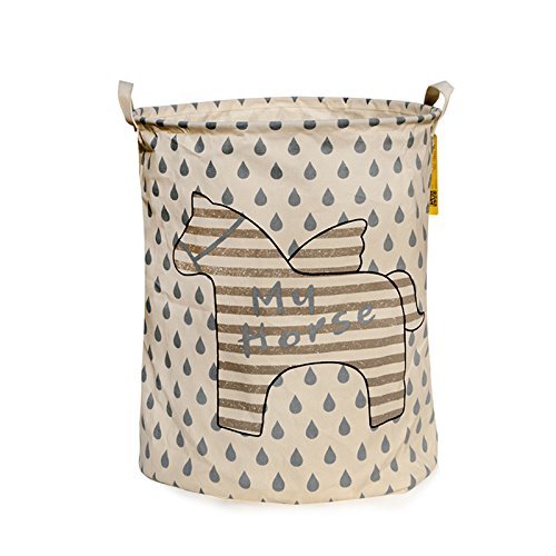 MuLuo Cotton Canvas Cloth Clothes Holding Barrel Basket Laundry Basket of Foreign Trade Toys wave horse N2