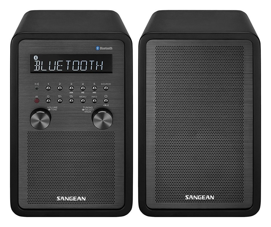 Sangean All in One Surround Sound Bluetooth AM/FM Dual Alarm Clock Radio with Large Easy to Read Backlit LCD Display