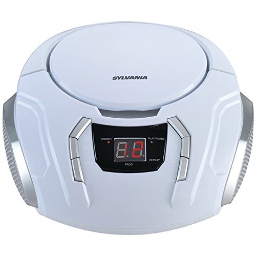 New SYLVANIA SRCD261-B-WHITE Portable CD Player with AM/FM Radio (White)
