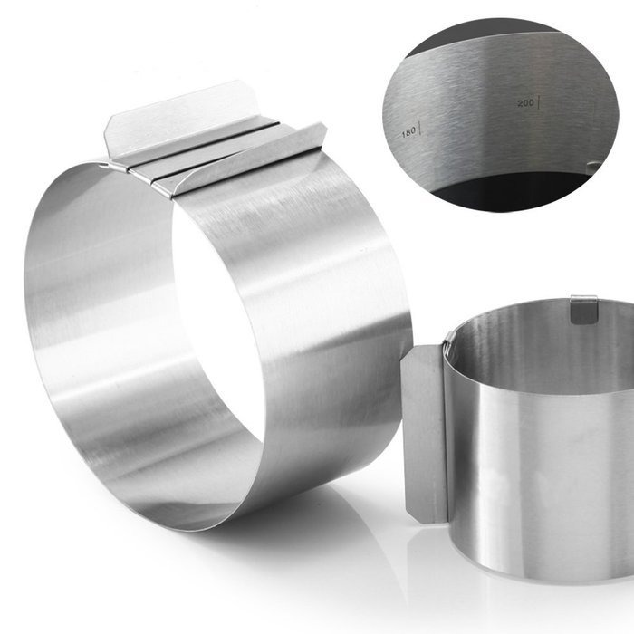 J&P Home Stainless Steel Adjustable Round Cake Ring Mold Mousse Mold, 6 Inch to 12 Inch N2