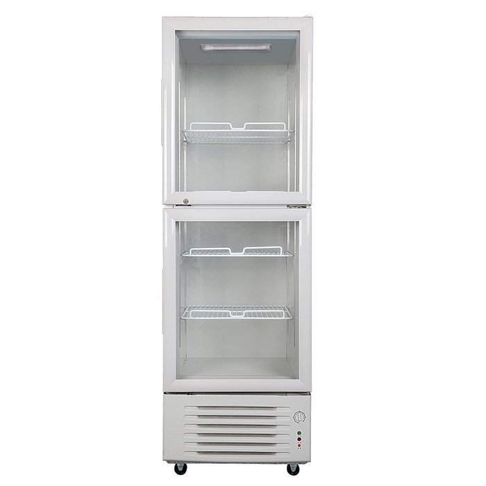 288L Glass Display Showcase Double-Door Beer Soda Beverages Cooler Commercial Refrigerator Merchandiser Upright... N2