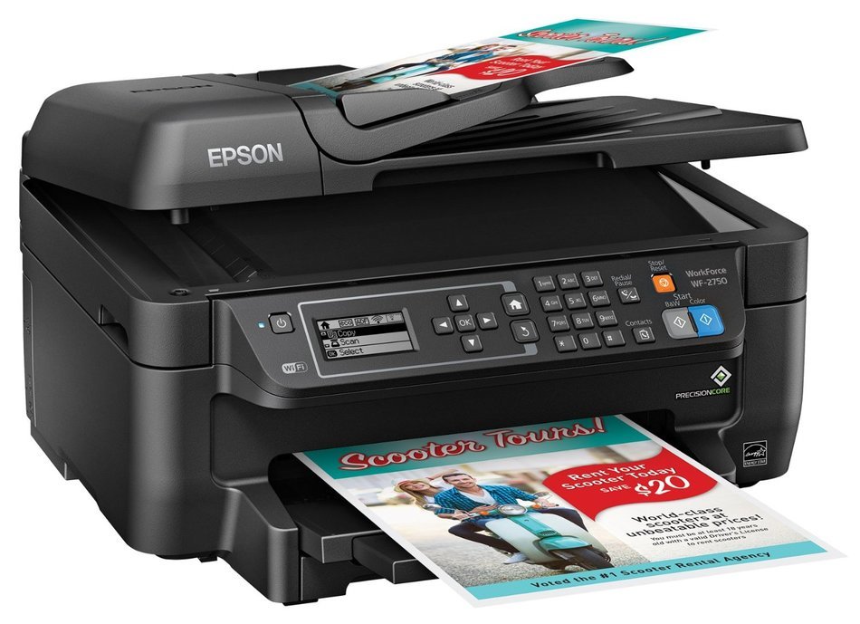 Epson WF-2750 All-in-One Wireless Color Printer with Scanner, Copier & Fax N5