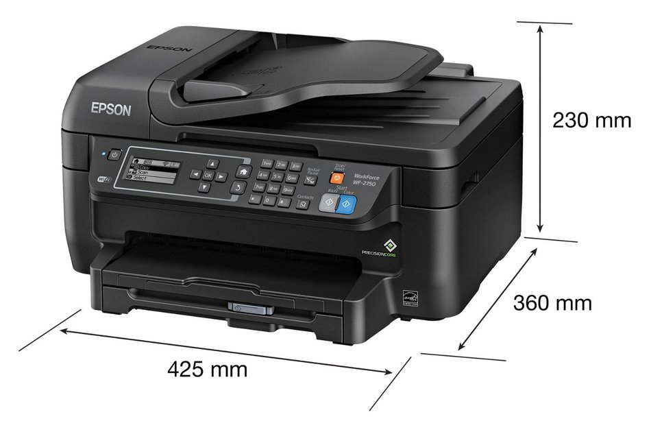 Epson WF-2750 All-in-One Wireless Color Printer with Scanner, Copier & Fax N6