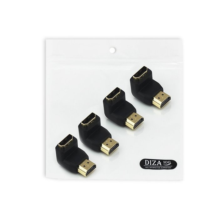 DIZA100 4-Pack HDMI Right Angle Connectors,2-Pack 90 Degree and 2-Pack 270 Degree HDMI Male to Female Adapters N2