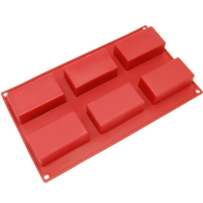 Freshware SL-133RD 8-Cavity Square Silicone Mold for Soap, Bread, Loaf, Muffin, Brownie, Cornbread, Cheesecake... N9
