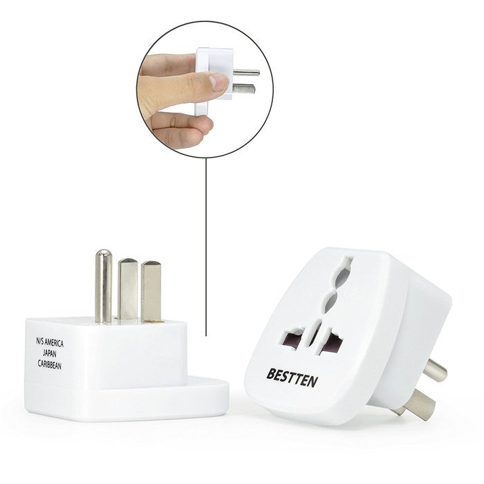 Bestten 3 Outlet Portable Travel Surge Protector with 2.4A Dual USB Charging Ports, 18in Cord, ETL Listed, White N10
