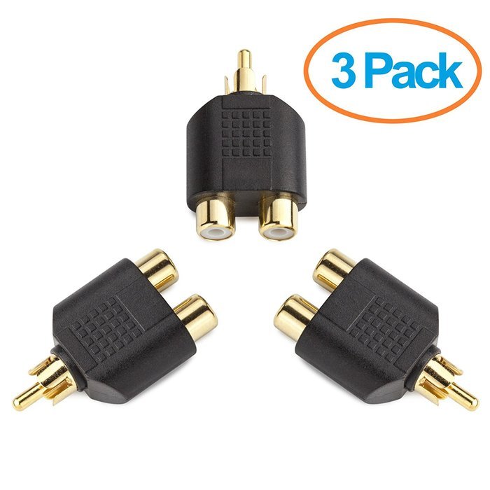 Aurum Cables 3-pack High Quality RCA AV Audio Y Splitter Plug Adapter 1 Male to 2 Female