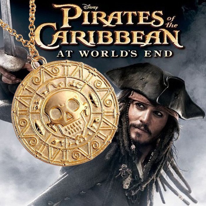 SysPod(TM) Pirates Of The Caribbean Aztec Coin Medallion Gold Silver Bronze Pendant Necklace