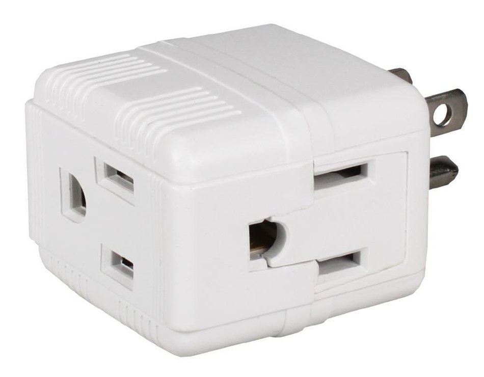 QVS 3-Outlets Compact Space-Saver Grounded Power Outlet Splitter