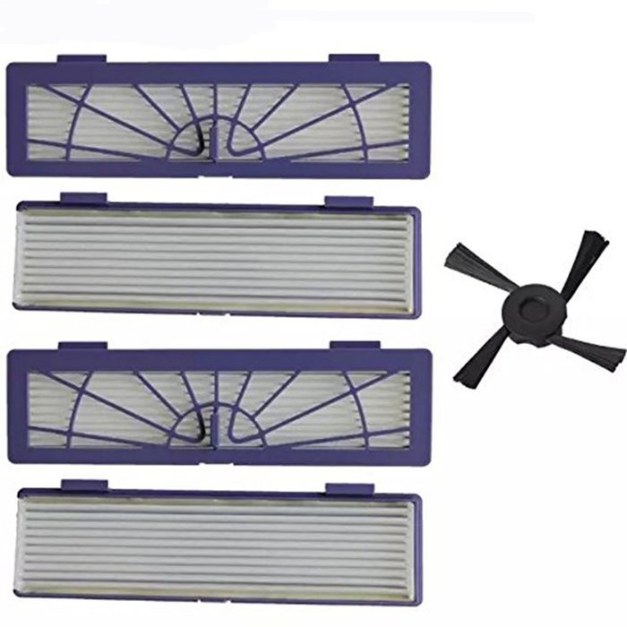 EMY 4 Pack Filter Replacement with 1 Side Brush for All Neato Botvac Series models 70e 75 80 85