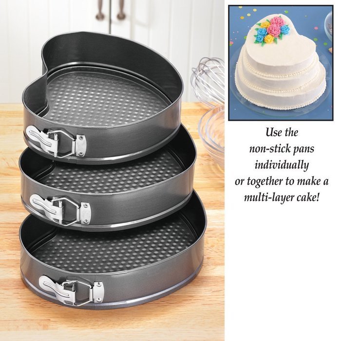 Heart Shaped Valentines Day Bake Non Stick Springform Pans Set of 3