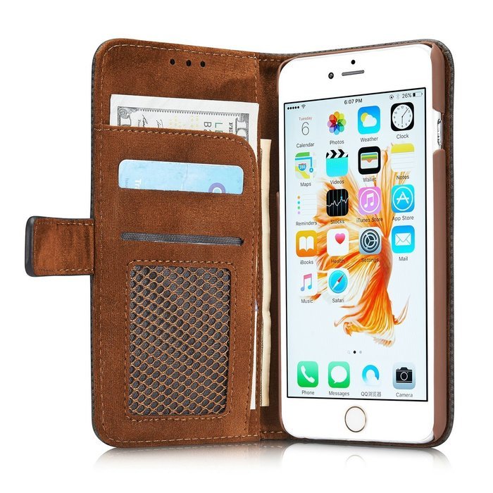 TYoung Retro Style Multi-function Folio Magnetic Wallet Case Cover for iPhone 7, Classic Breathable Artificial... N12