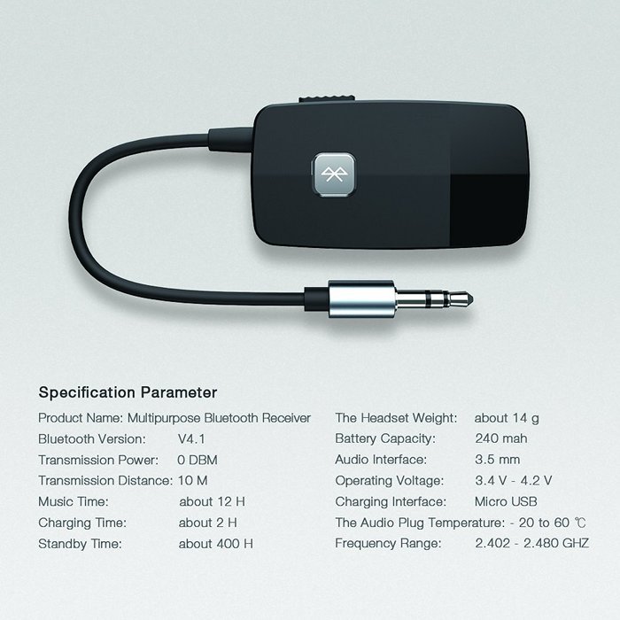 Bluetooth Receiver Uppel Mini Wireless Bluetooth Car Kit Music Audio Adapter for Speakers, Headphone, TV, PC,...
