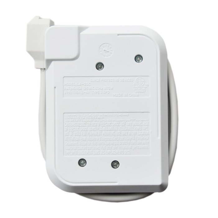 Bestten 3 Outlet Portable Travel Surge Protector with 2.4A Dual USB Charging Ports, 18in Cord, ETL Listed, White N12