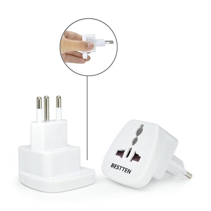 Bestten 3 Outlet Portable Travel Surge Protector with 2.4A Dual USB Charging Ports, 18in Cord, ETL Listed, White N16