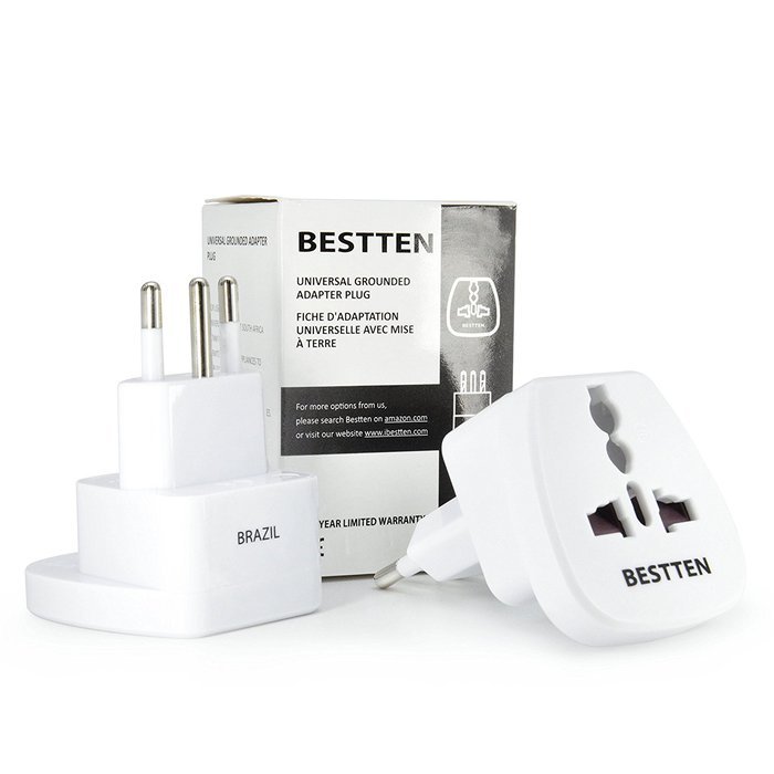 Bestten 3 Outlet Portable Travel Surge Protector with 2.4A Dual USB Charging Ports, 18in Cord, ETL Listed, White N17