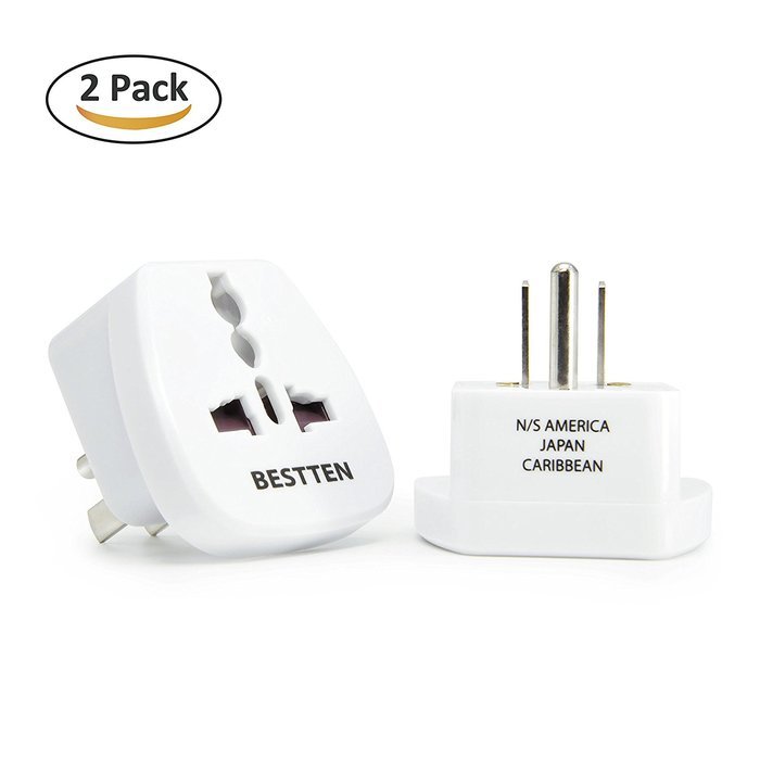 Bestten 3 Outlet Portable Travel Surge Protector with 2.4A Dual USB Charging Ports, 18in Cord, ETL Listed, White N19
