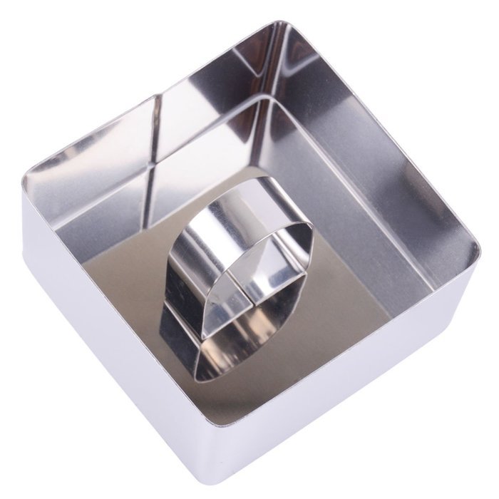 FUBARBAR Mini Cake Cutter Mold Decorating Pastry Ring with Pusher 3 X 2 Inch Stainless Steel Assorted Shape(Round) N17