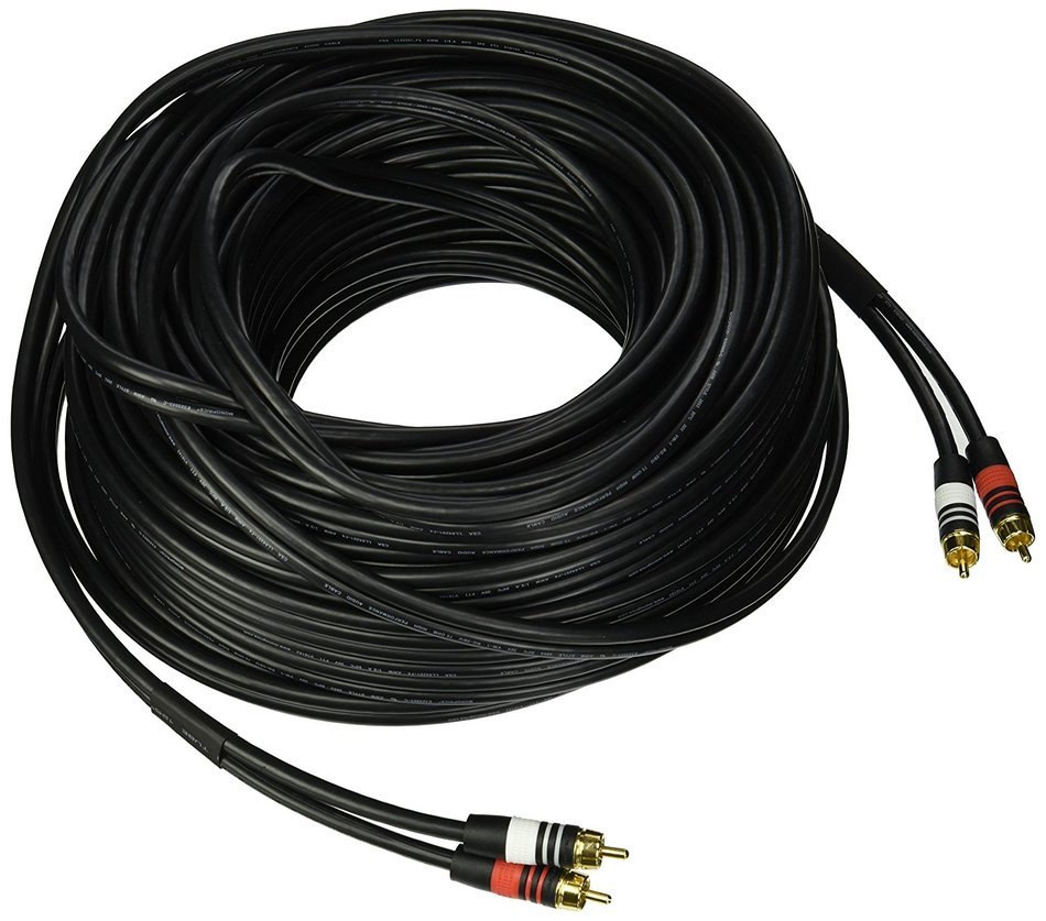 Monoprice 105350 100-Feet 22AWG Premium 2 RCA Plug to 2 RCA Plug Cable - Black