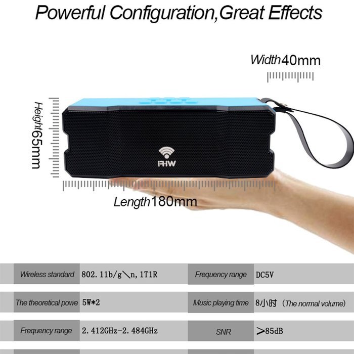 Waterproof WiFi Speaker, TEQStone Portable Wireless Speaker Music Player Louderspeaker with Bass and Microphone... N3