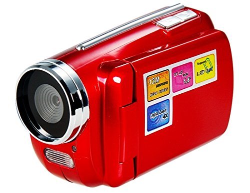 DV139 1.8 Inch TFT Screen 12.0MP Mini HD DV Digital Video Camera 4X Digital Zoom with Microphone (Red) N3