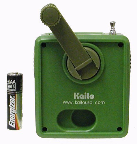 Kaito SB-1059 Mini Hand Crank AM/FM Weather Radio,Solar Power and Dynamo Power, Green N2