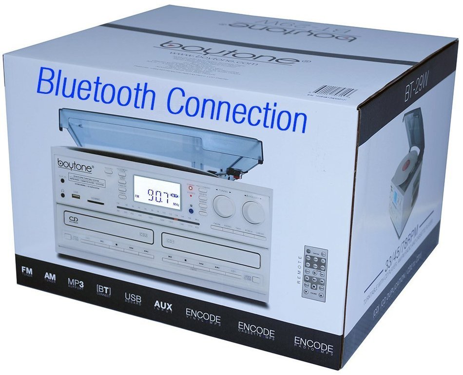 Boytone BT-29W, Bluetooth Dual CD Player and Recorder CD2 to CD1, AM/FM Radio Turntable Record Player 2 Built-in...