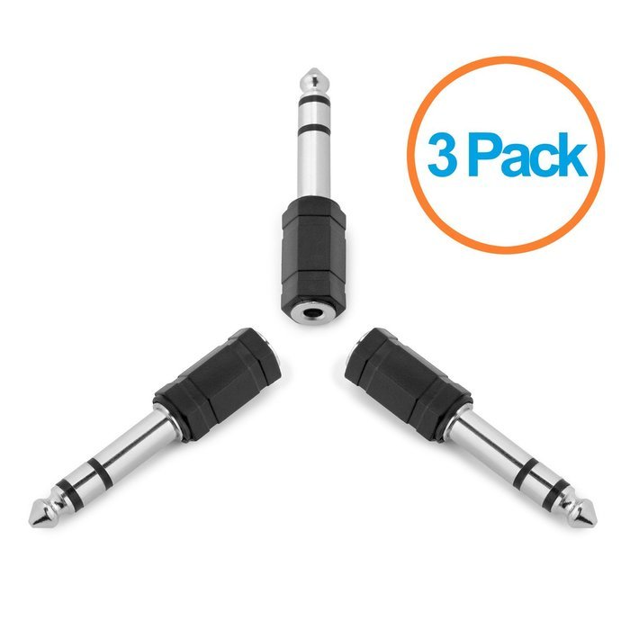 Aurum Cables 3-Pack 6.35mm Male to 3.5mm Female Stereo Adapter