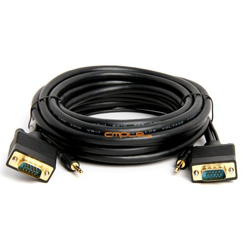 SVGA Super VGA HD15 M/M cable w/ 3.5mm Stereo Audio (Gold Plated) -50FT