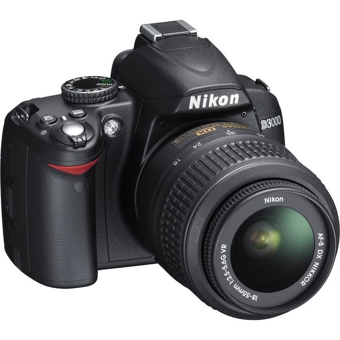 Nikon D3000 10MP Digital SLR Camera with 18-55mm f/3.5-5.6G & 55-200 AF-S DX VR Nikkor Zoom Lenses N3