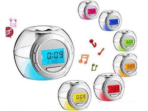 DICOCO Natural Sound Alarm Clock 7 Color Charming LED Light Screen