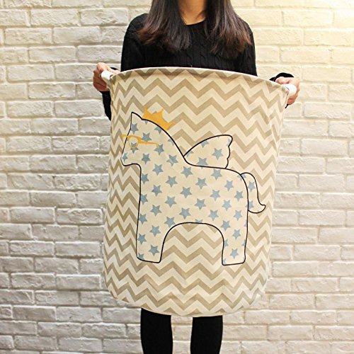 MuLuo Cotton Canvas Cloth Clothes Holding Barrel Basket Laundry Basket of Foreign Trade Toys wave horse N3
