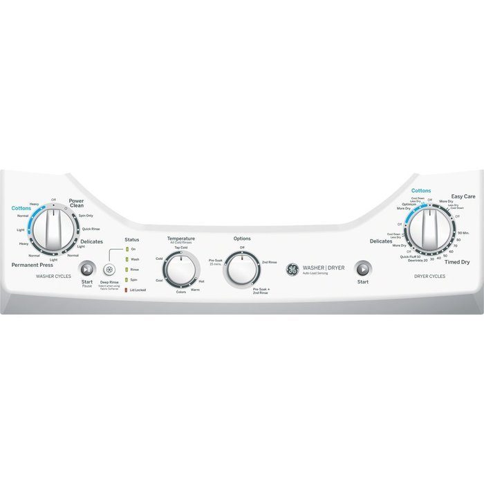 GE GUD24ESSJWW 24" Unitized Spacemaker 2.0 DOE Cu. Ft. Washer and 4.4 Cu. Ft. Electric Dryer in White N4