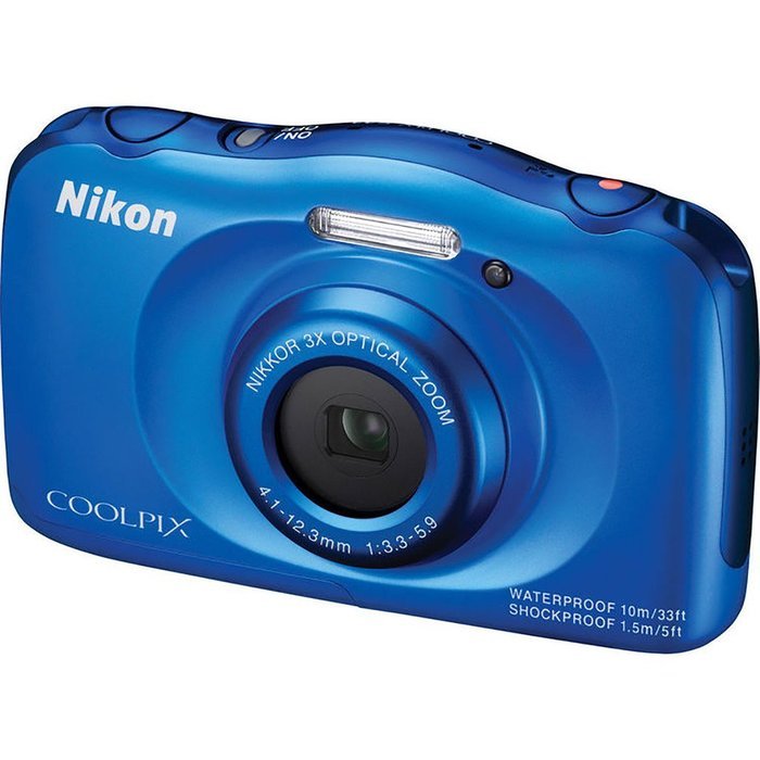 Nikon COOLPIX S33 Digital Waterproof & Freezeproof Full HD 1080p Camera (Blue) + 32GB Class 10 Memory Card + Backup... N4