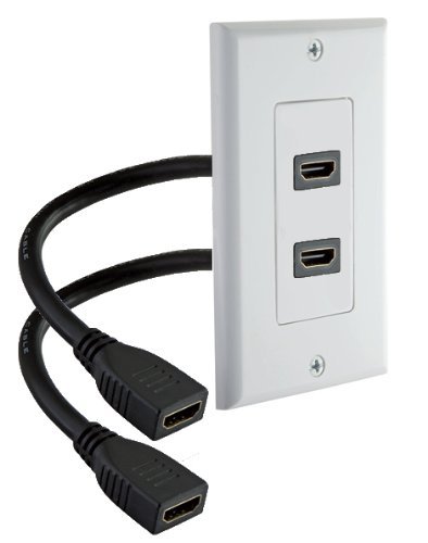 iMBAPrice - HDMI Pigtail Wall Plate Built-In Flexible Hi-Speed HDMI Cable with Ethernet Single Port (1 Port) White N3