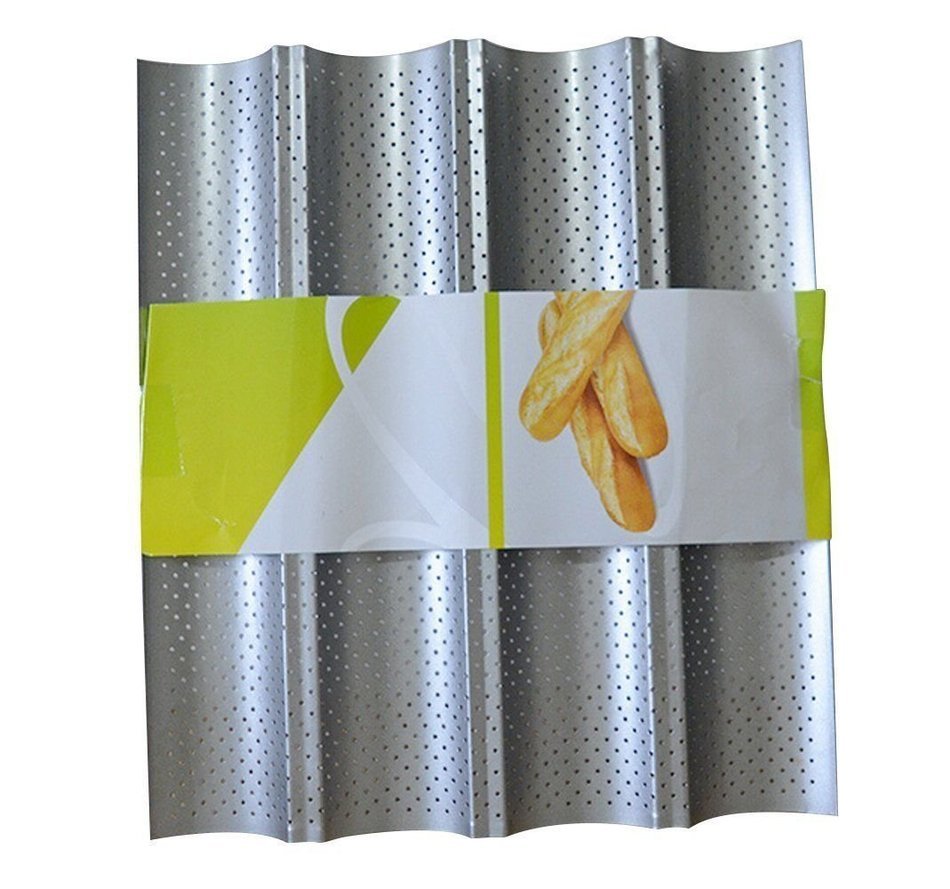 Non-stick 4 Baguette Perforated French Loaf French Bread Pan TOP SELLING ITEM