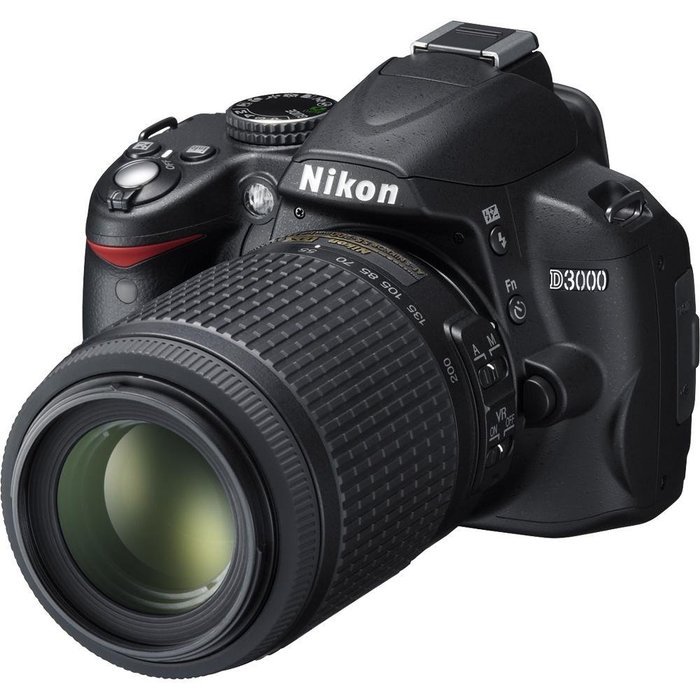 Nikon D3000 10MP Digital SLR Camera with 18-55mm f/3.5-5.6G & 55-200 AF-S DX VR Nikkor Zoom Lenses N4
