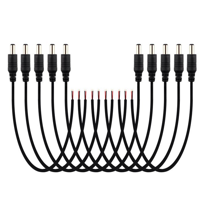 SIM&NAT Male DC 2.1mm x 5.5mm Wire Power Pigtails Adapter Barrel Plug Socket Cables for CCTV Security Camera,...