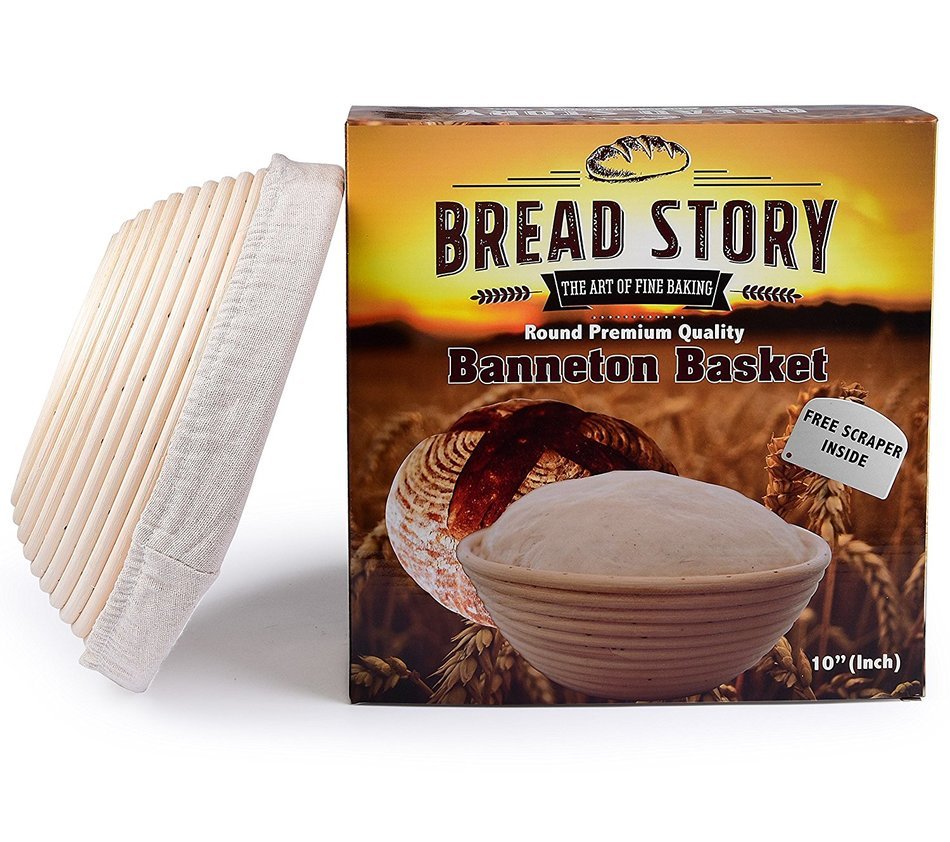 Banneton Proofing Basket Set 10 inch Round by Bread Story &ndash; Brotform Handmade Unbleached Natural Cane Bread Baking...
