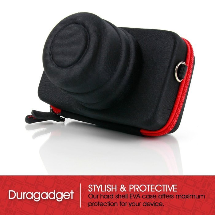 DURAGADGET Executive Black and Red Rigid Protective Case with Elastic Belt Loop Exclusively for Olympus PEN EP5... N3
