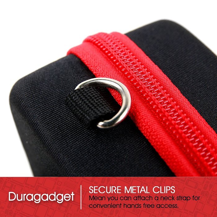 DURAGADGET Executive Black and Red Rigid Protective Case with Elastic Belt Loop Exclusively for Olympus PEN EP5... N4