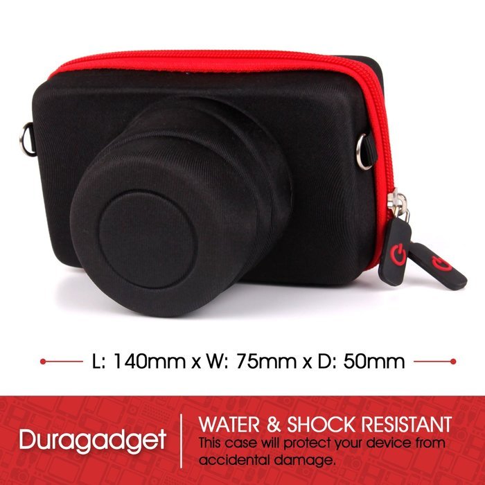 DURAGADGET Executive Black and Red Rigid Protective Case with Elastic Belt Loop Exclusively for Olympus PEN EP5... N5