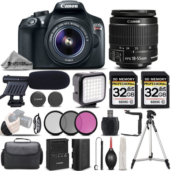 Canon EOS Rebel T6 Camera + Canon EF-S 18-55mm f/3.5-5.6 IS II Lens + Professional LED Light KIT + Professional...