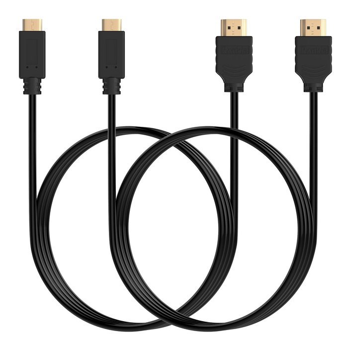Mini HDMI to HDMI Cable, Rankie 2-Pack High-Speed Mini-HDMI to HDMI Cable - 6 Feet (Black) - R1110D N2