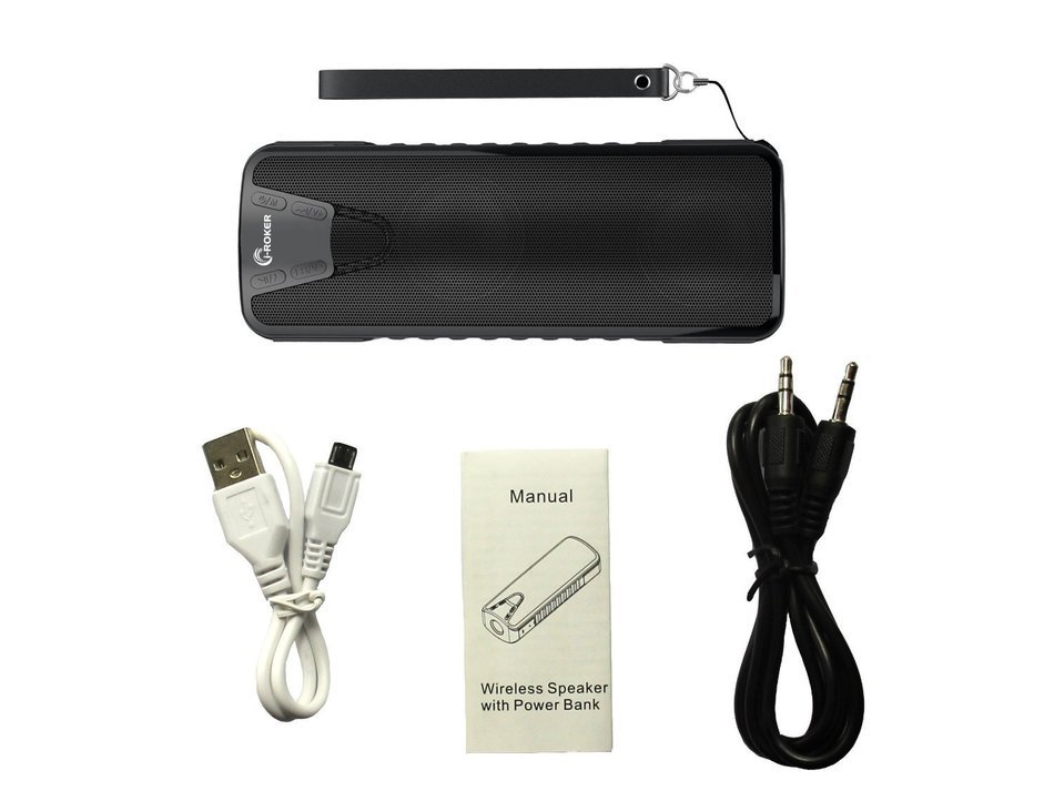 HomeBot Portable Bluetooh Speaker Waterproof with Led Flashlight,Lanyard,4400mAh Power Bank,USB,Micro SD,3.5 AUX...