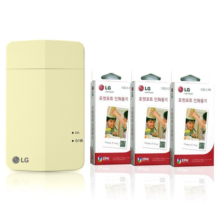 [Printer+Paper SET] New LG Pocket Photo Printer 3 PD251 [Yellow] (Follow-up model of PD241T PD239) + LG Zink Photo... N2