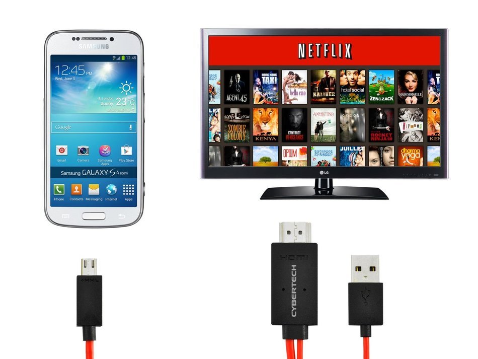 Cybertech MHL Micro USB to HDMI HDTV Adapter for Samsung Galaxy Note 4- 2 Meters Extra Long Cable (Charge Your...