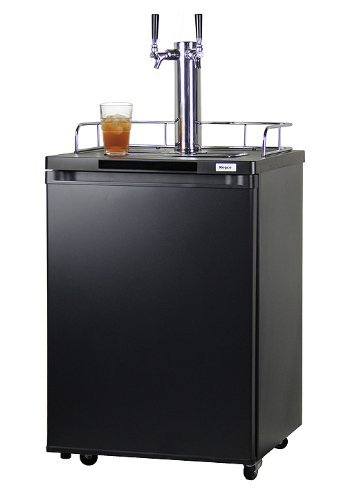 Kegco KOM20B-2 Dual Faucet Kombucha Keg Cooler with Black Cabinet and Door N5